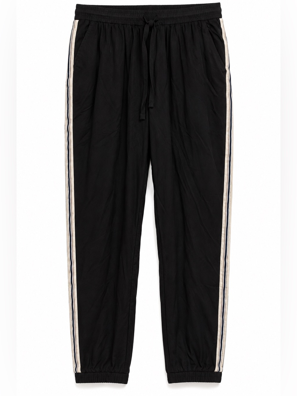 Mystree Women's Black Cream Side Stripe Jogger Pants S M L